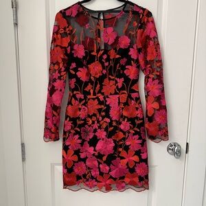 Milly Scottie Floral Dress with Vibrant Floral Embroidery
